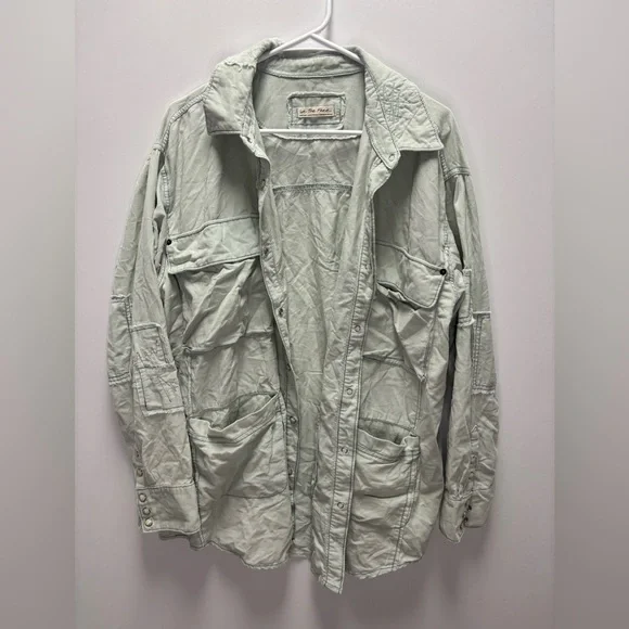 We The Free Mary Jean Baby Cord Shirt Teal Size Medium - Picture 6 of 7